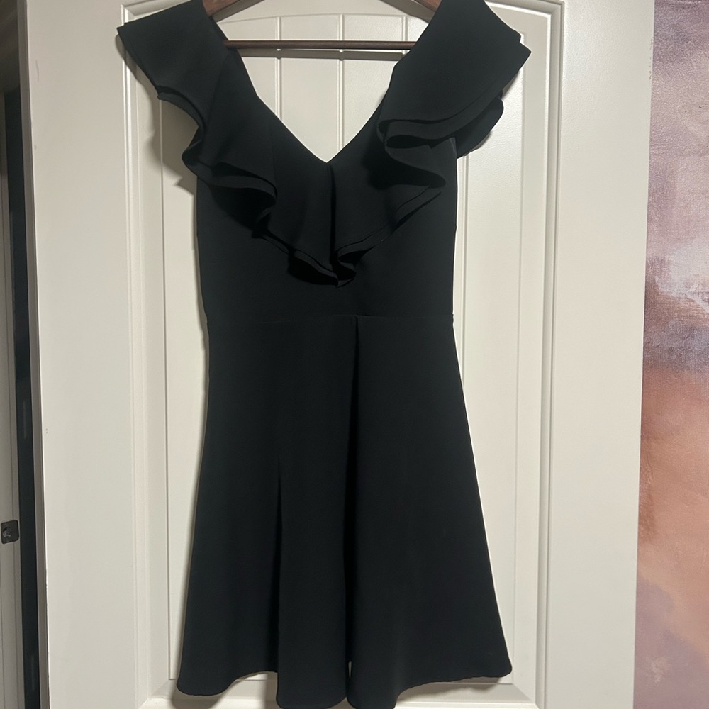 Lulu's Black Ruffle Mini Dress - Picture 4 of 6